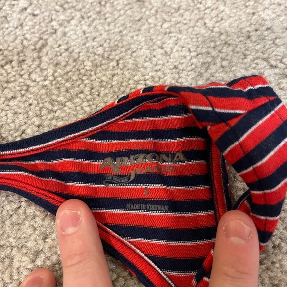 Arizona Jean Co. Red, White, and Blouse Striped Swing Dress - Picture 4 of 6